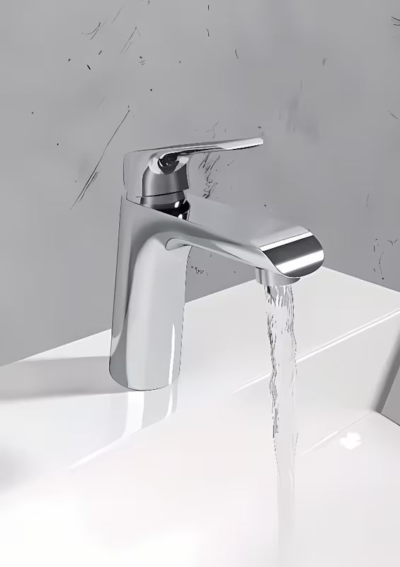 Stojąca bateria umywalkowa Ravak Flat w błyszczącym chromie bez odpływu