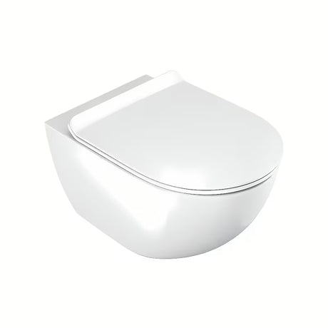 Biała miska WC wisząca Ravak Vita RimOff bez klasycznego kołnierza spłukującego z ukrytym mocowaniem EasyFix.