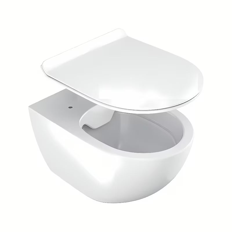 Biała miska WC wisząca Ravak Vita RimOff bez klasycznego kołnierza spłukującego z ukrytym mocowaniem EasyFix.