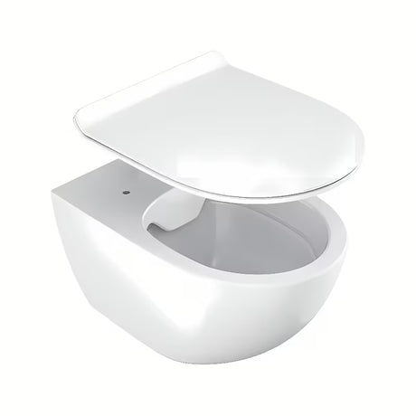 Biała miska WC wisząca Ravak Vita RimOff bez klasycznego kołnierza spłukującego z ukrytym mocowaniem EasyFix.