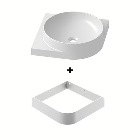 Biała ceramiczna umywalka wpuszczana w blat Ravak Yard 45x45 cm z wpuszczoną półką