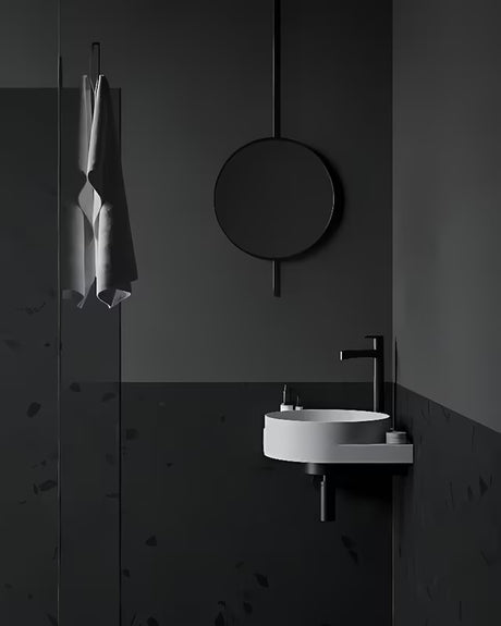 Biała wiszące ceramiczna umywalka Ravak Yard 45x45 cm z obniżoną półką