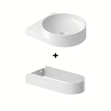 Biała ceramiczna umywalka wpuszczana w blat Ravak Yard z wpuszczoną półką i minimalistycznym designem.