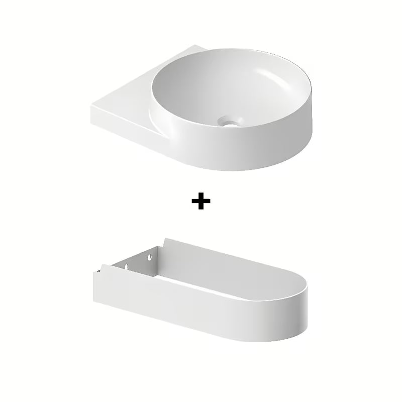 Biała ceramiczna umywalka wpuszczana w blat Ravak Yard z wpuszczoną półką i minimalistycznym designem.