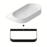 Biała ceramiczna umywalka wpuszczana w blat Ravak Yard 80,5x50 cm o minimalistycznej formie, z półką