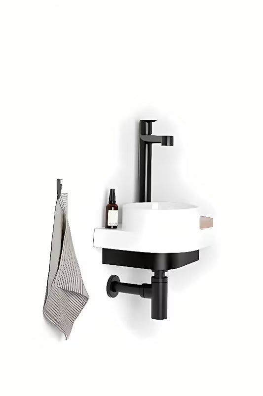 Czarny metalowy wspornik Ravak Yard pro do montażu ściennego małe umywalki Yard 280 C