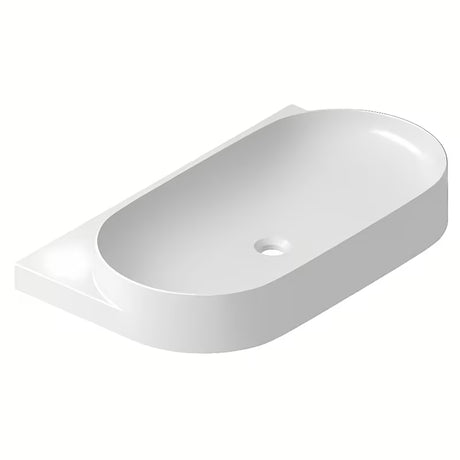 Biała cienkościenna ceramiczna umywalka wisząca Ravak Yard 80 bez przelewu z otworem na baterię stojącą pro.