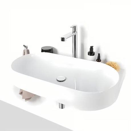Biała cienkościenna ceramiczna umywalka wisząca Ravak Yard 80 bez przelewu z otworem na baterię stojącą pro.