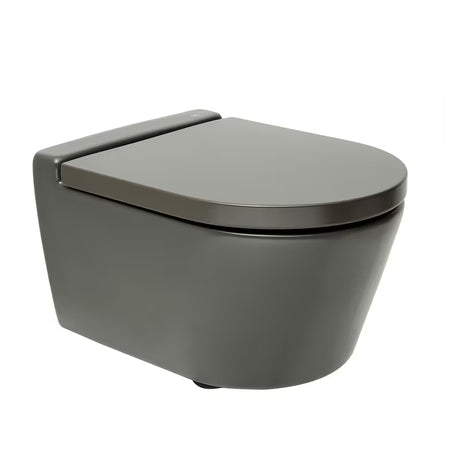 Miska WC Wisząca Roca Inspira w matowym kolorze onyks z bezkołnierzową miską Rimless i ukrytym mocowaniem.