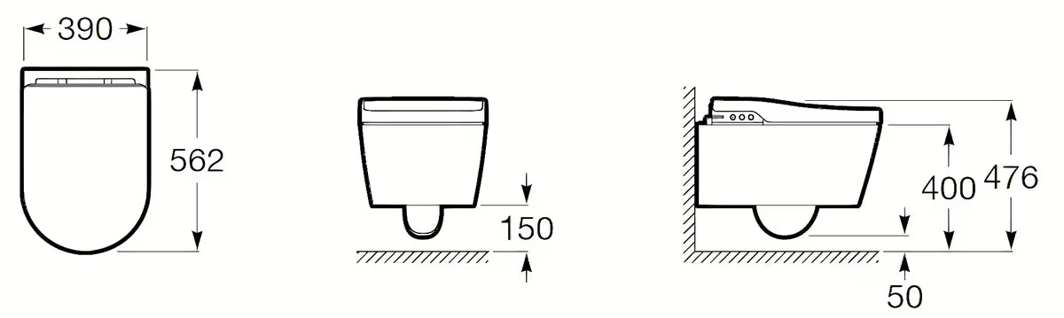 Miska WC Wisząca Roca Inspira In-Wash ze zintegrowanym bidetem w kolorze białym, w wersji Rimless.