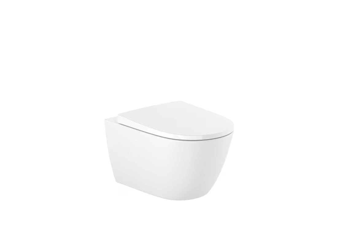 Biały miska WC wisząca Roca Ona bez układu spłukującego z technologią Roca Rimless i ukrytym mocowaniem.