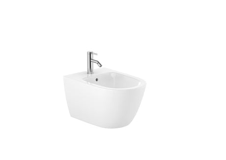 Biały wiszący bidet Roca Ona z odpływem poziomym bez deski sedesowej