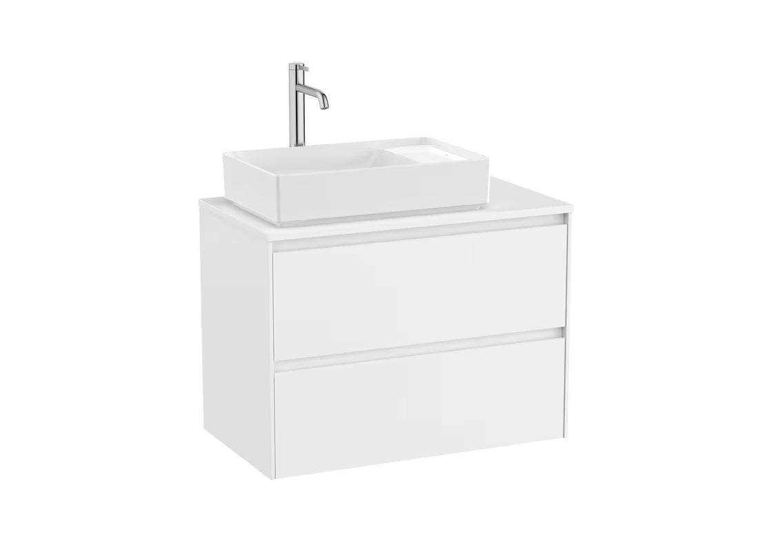 Biała wisząca szafka pod umywalkę Roca Ona 79,4x45,7x58,3 cm z matowym wykończeniem