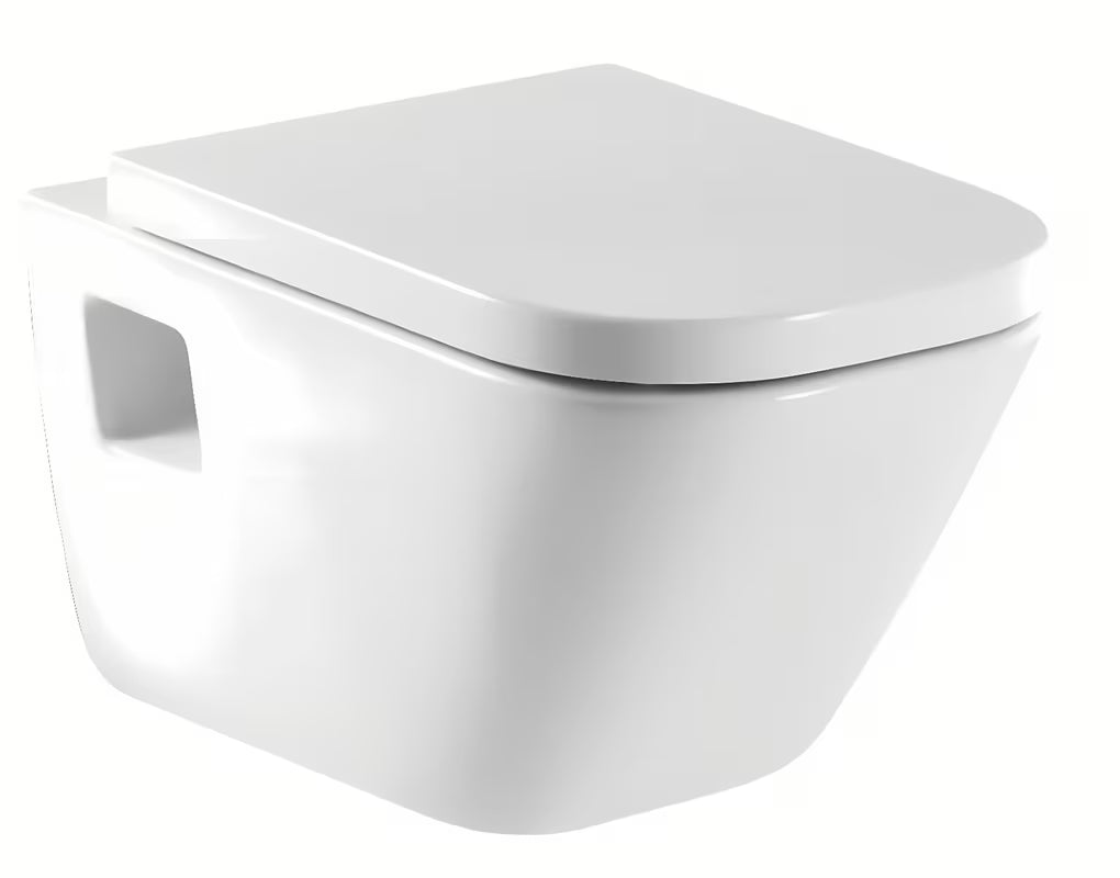Białe miska WC wisząca Roca The Gap ceramiczne z głębokim spłukiwaniem i oszczędnym spłukiwaniem 3/4,5 l.