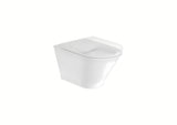 Biała miska WC wisząca Roca The Gap z technologią Rimless i błyszczącą, szkliwioną powierzchnią.