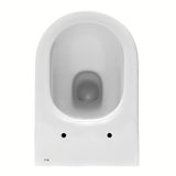 Biała miska WC wisząca Roca The Gap z technologią Rimless i błyszczącą, szkliwioną powierzchnią.