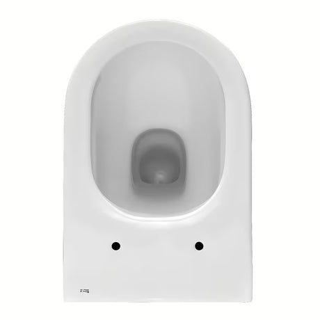 Biała miska WC wisząca Roca The Gap z technologią Rimless i błyszczącą, szkliwioną powierzchnią.