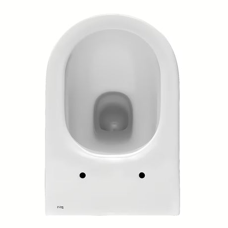 Biała miska WC wisząca Roca The Gap z technologią Rimless i błyszczącą, szkliwioną powierzchnią.