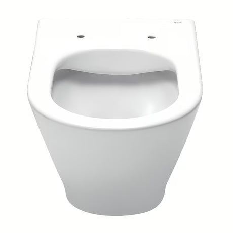 Białe miska WC wisząca Roca The Gap Round z deską soft Close pro z cichym domykaniem