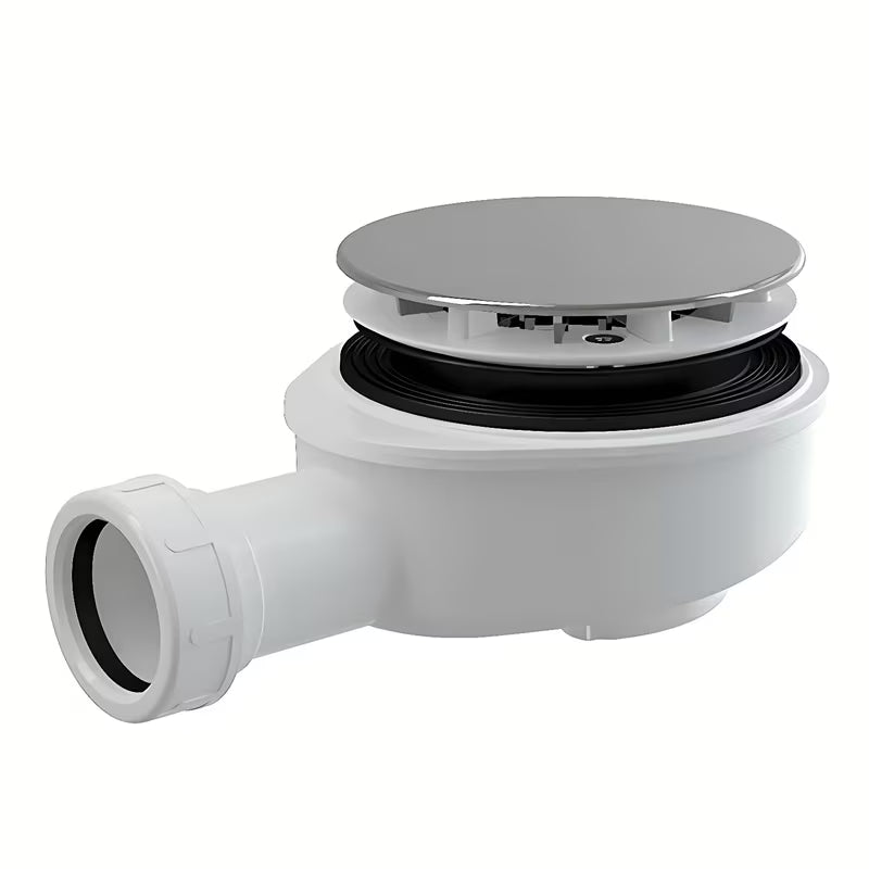 Niski syfon do brodzika Roth z plastikową chromowaną osłoną, pro odpływ 90 mm