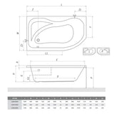 Roth Activa asymetryczna narożna wanna akrylowa prawa 170 x 90 cm