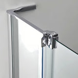 Bezramowe jednoskrzydłowe drzwi prysznicowe Roth Elegant Neo Line 80 cm w błyszczącym chromie z przezroczystym szkłem.