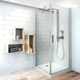 Roth Tower Line ścianka boczna do drzwi prysznicowych 90 cm w połyskującym chromie z przezroczystym szkłem