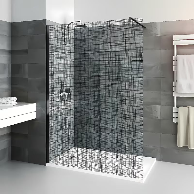 Roth Walk In Line walk-in parawan prysznicowy 120 cm z profilem w czarnym macie i dekorem Potisk