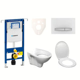 Zestaw WC podtynkowy S-Line Pro z modułem Geberit Duofix, deską i przyciskiem spłukującym Sigma 50 w kolorze białym.