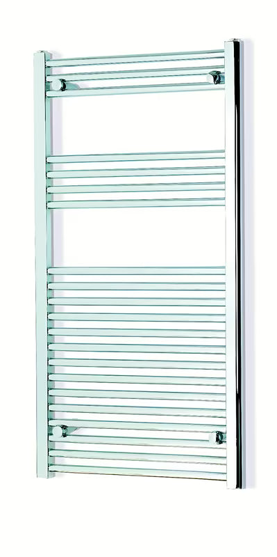 Kombinowany grzejnik łazienkowy grzejnik łazienkowy S-Line 600 x 1118 mm w wykończeniu chromowanym z prostym profilem.