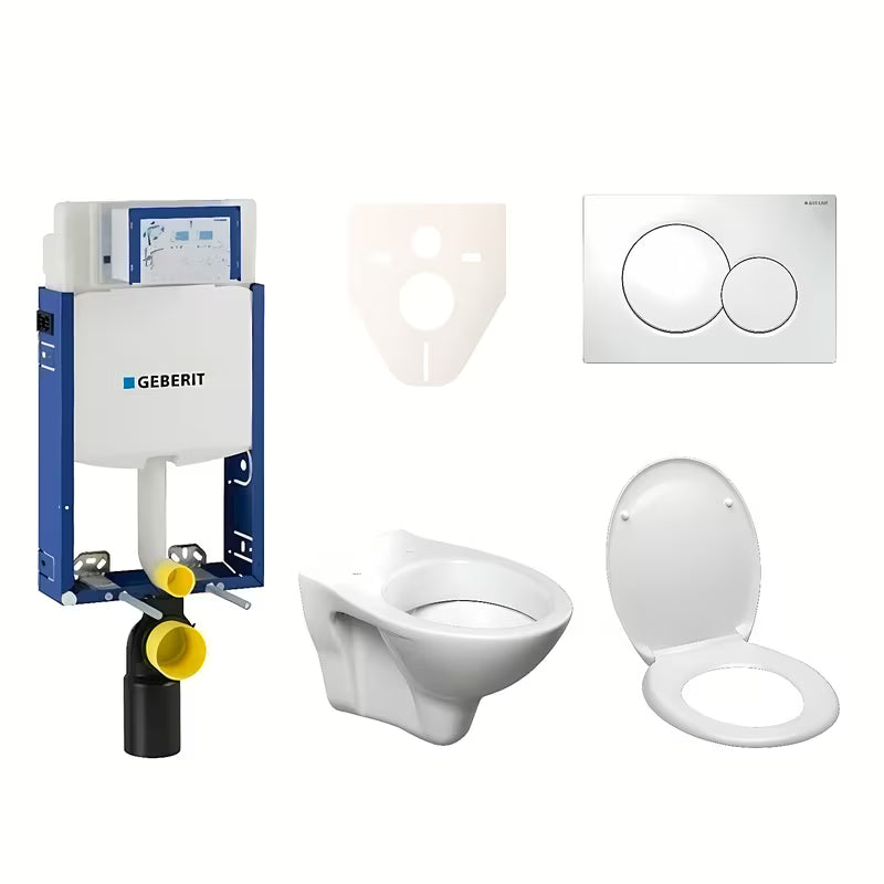 Zestaw WC podtynkowy S-Line Pro z modułem Geberit Kombifix, deską sedesową i przyciskiem Sigma 01 w błyszczącym chromie