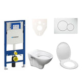 Zestaw WC podtynkowy S-Line Pro z modułem Geberit Duofix, deską sedesową i białym przyciskiem Sigma 01