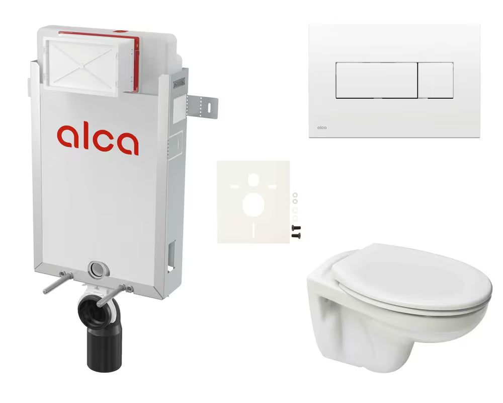 Zestaw WC podtynkowy S-Line Pro z modułem do zabudowy i zbiornikiem Alca w minimalistycznym wydaniu