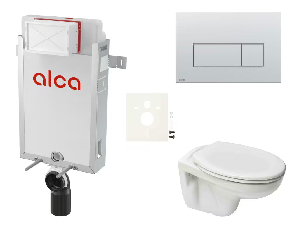 Zestaw WC podtynkowy S-Line Pro z modułem do zabudowy, zbiornikiem Alca i deską z Duroplastu