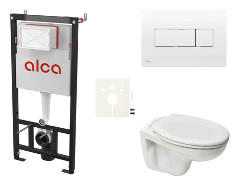 Zestaw WC podtynkowy S-Line Pro z modułem podtynkowym, zbiornikiem i deską pro do nowoczesnej łazienki.
