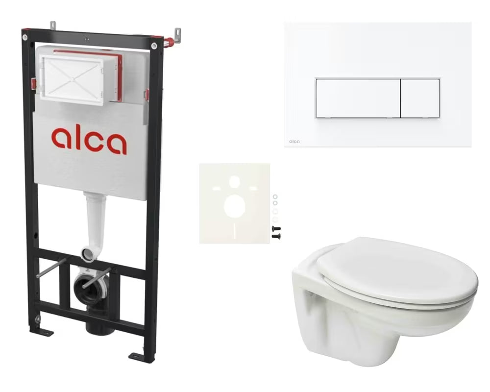 Zestaw WC podtynkowy S-Line Pro z ukrytym zbiornikiem Alca pro do ścian lekkich i montażu przedściennego.