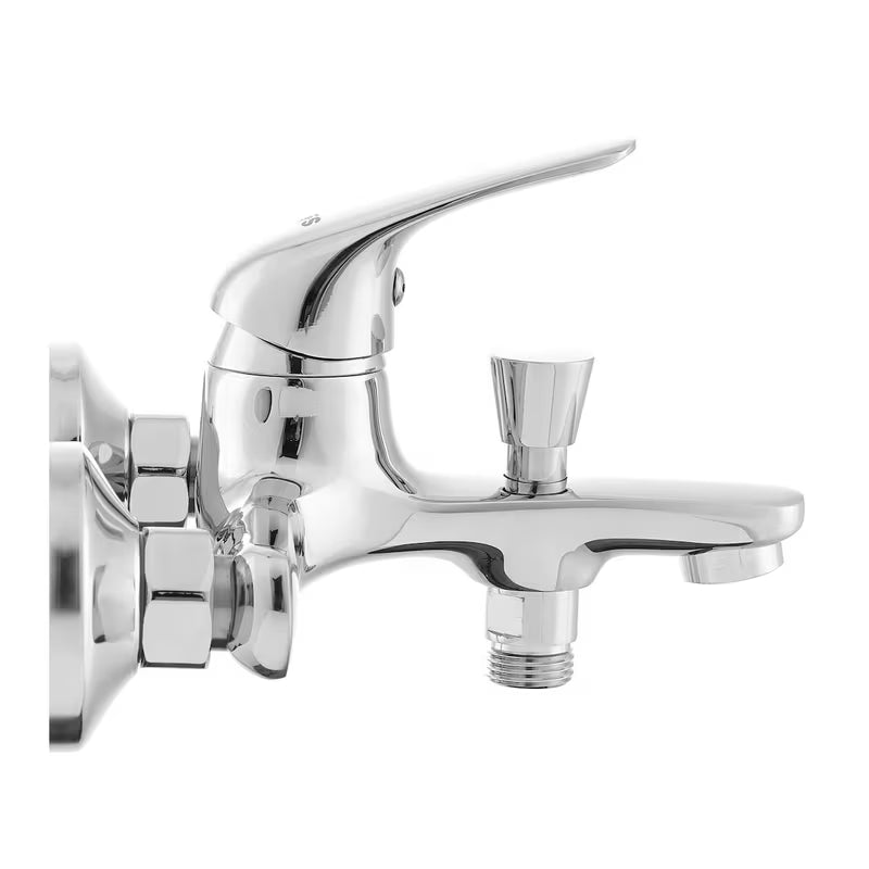Jednouchwytowa ścienna bateria wannowa S-Line Pro w wykończeniu chrom z zaokrąglonym wzornictwem
