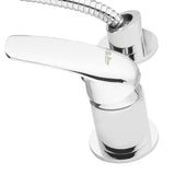 Chromowana bateria wannowa S-Line Pro na krawędź wanny z zestawem prysznicowym i z dźwignią.