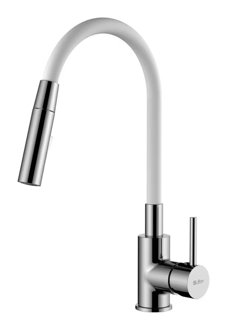 S-Line Pro bateria zlewozmywakowa w wykończeniu biel/chrom z elastyczną silikonową wylewką