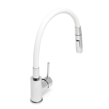 S-Line Pro bateria zlewozmywakowa w wykończeniu biel/chrom z elastyczną silikonową wylewką