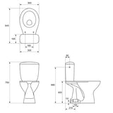 Miska WC Stojąca kompakt WC S-Line Pro w kolorze białym z odpływem pionowym i spłukiwaniem 3/6 l
