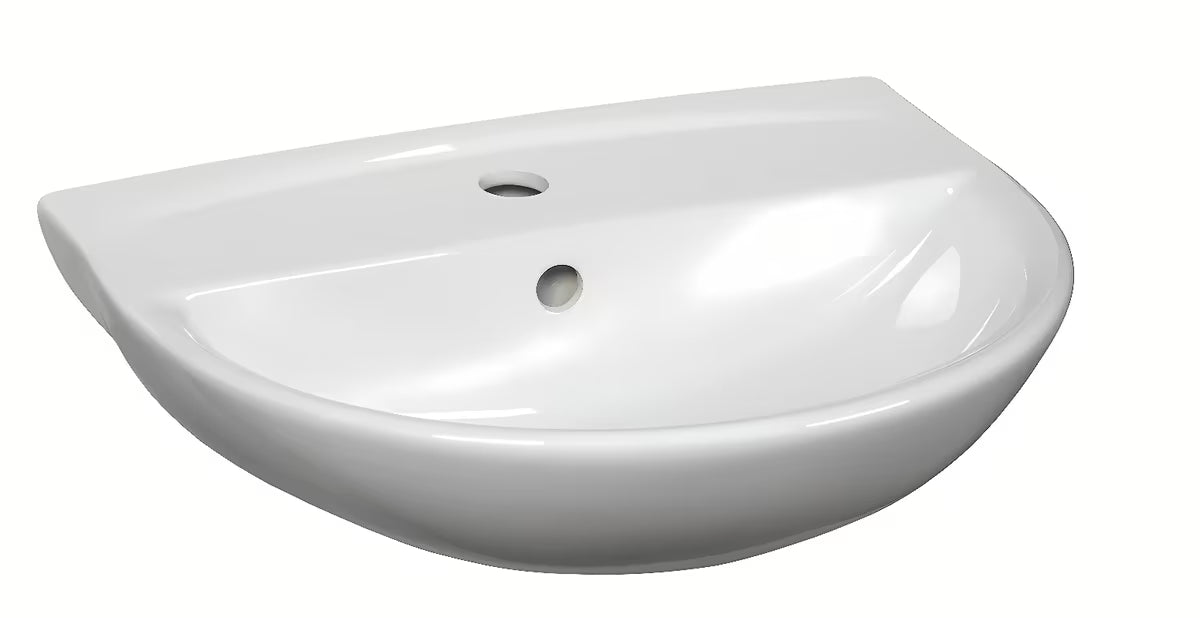 Wiszące ceramiczna umywalka S-Line Pro 49,5 x 38,5 cm w kolorze białym z przelewem i otworem pro na baterię