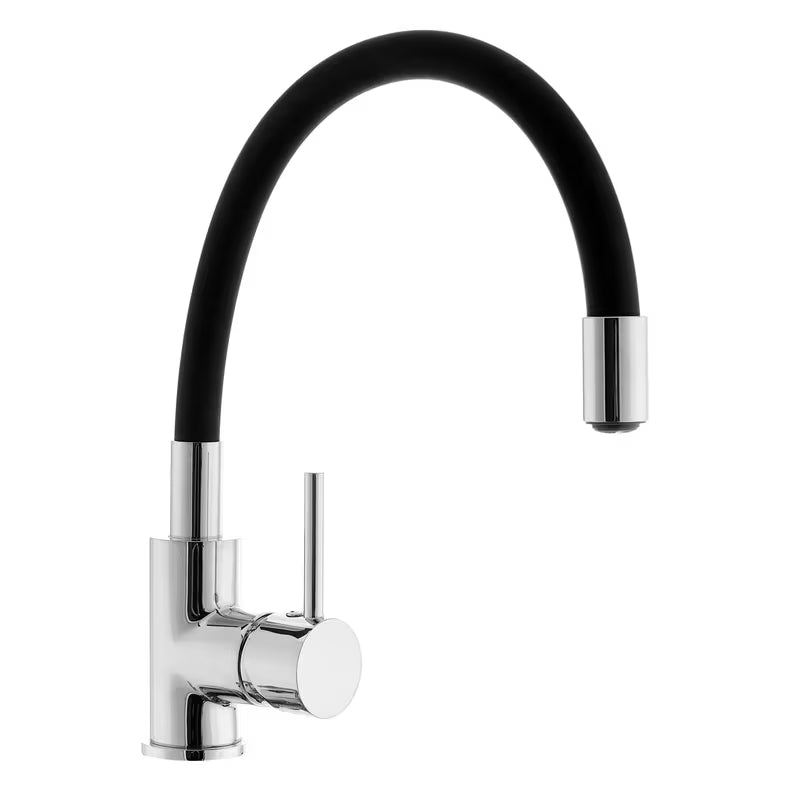 Bateria zlewozmywakowa S-Line z silikonowym flexi ramieniem w wykończeniu czarny mat i chrom.