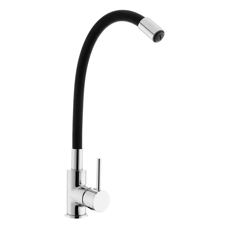 Bateria zlewozmywakowa S-Line z silikonowym flexi ramieniem w wykończeniu czarny mat i chrom.