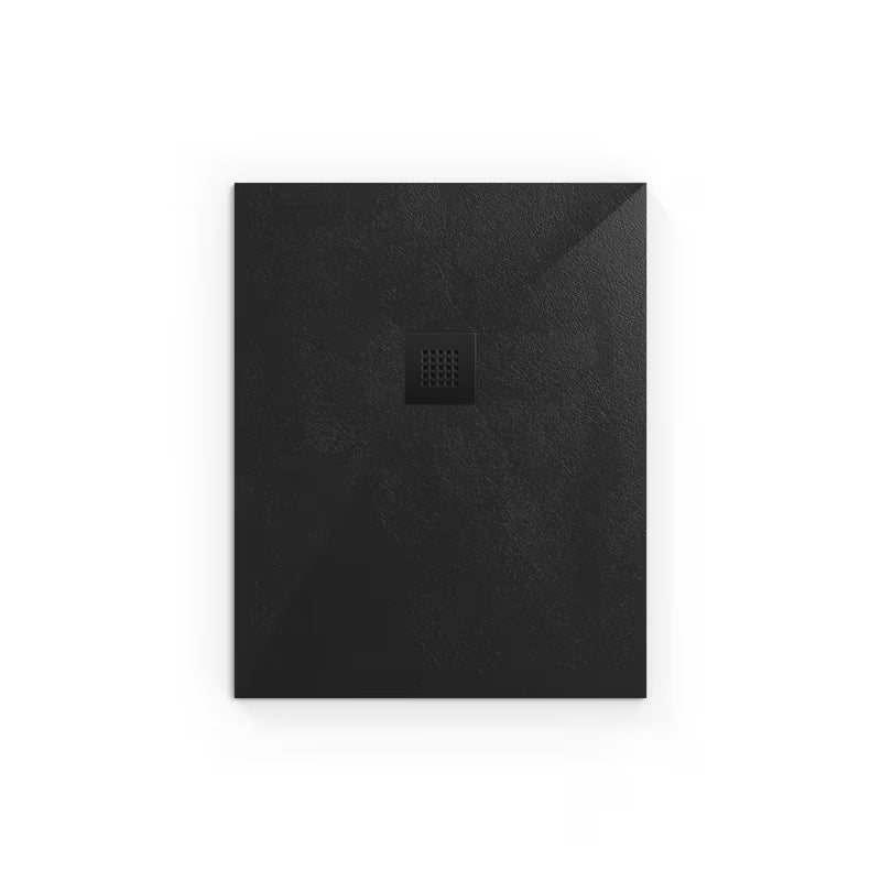 Czarny brodzik prysznicowy prostokątny SAT Alek 100x80 cm z lanego marmuru, niska wysokość