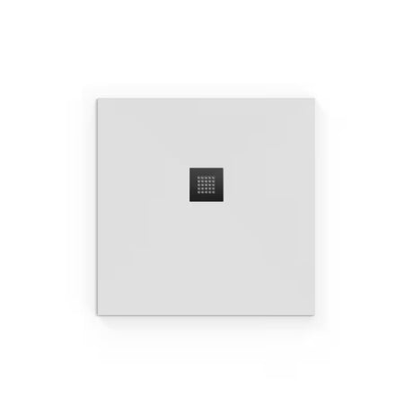 Biały kwadratowy brodzik prysznicowy SAT Alek 80x80 cm z lanego marmuru, niski
