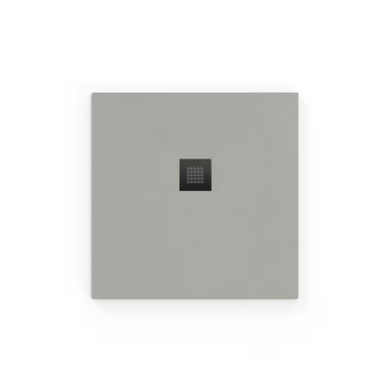 Kwadratowy brodzik prysznicowy SAT Alek 90x90 cm z lanego marmuru w kolorze gris