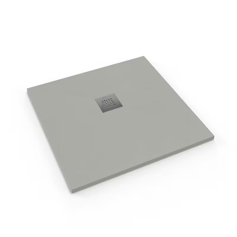 Kwadratowy brodzik prysznicowy SAT Alek 90x90 cm z lanego marmuru w kolorze gris