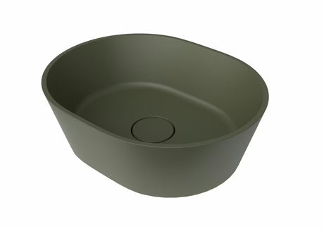 Zielona umywalka nablatowa  SAT Aula z lanego marmuru bez otworu na baterię i bez przelewu