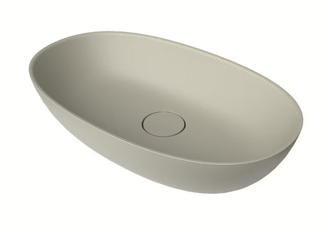 Beżowe umywalka nablatowa  SAT Aula 60x36 cm z lanego marmuru bez przelewu